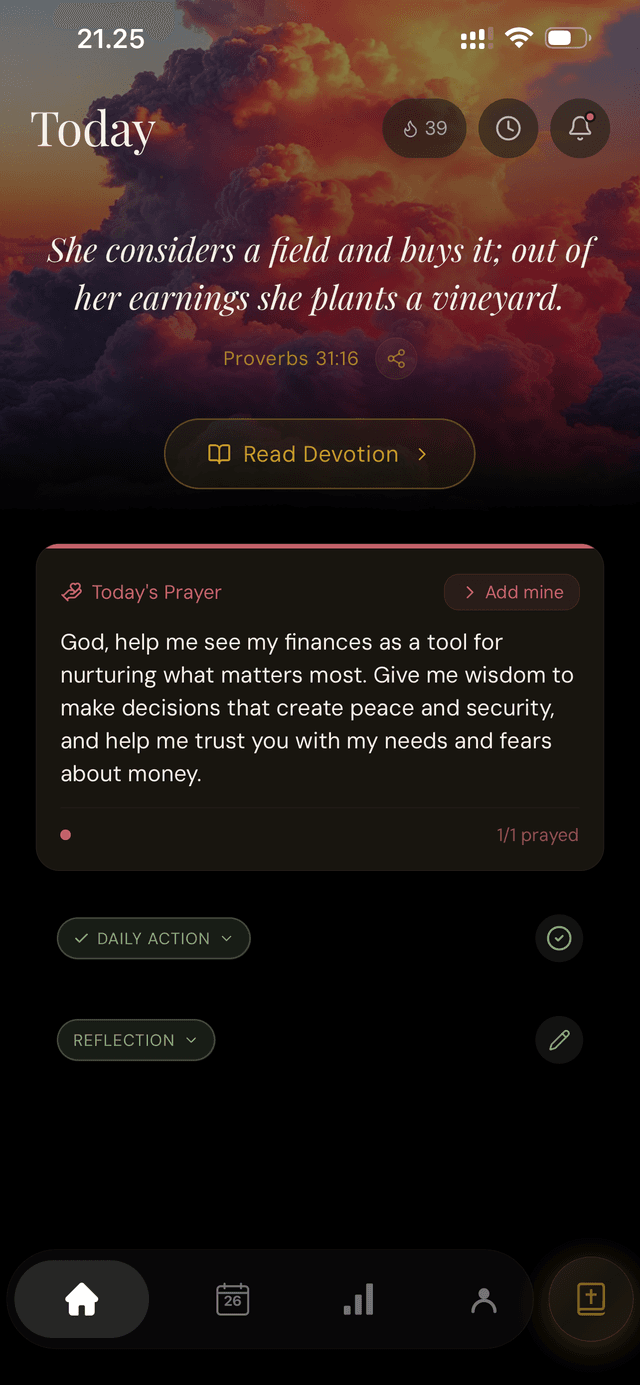 Valor app home screen