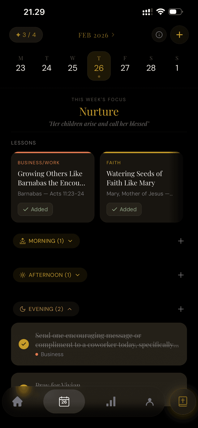Valor app devotional view